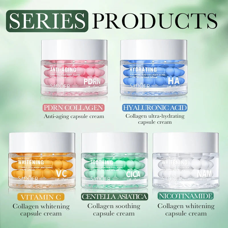 Collagen Asiatica Capsule Face Cream 60g PDRN Vitamin C Niacinamide Glow Plump Skin Cream Soothing And Hydrating Daily Skincare