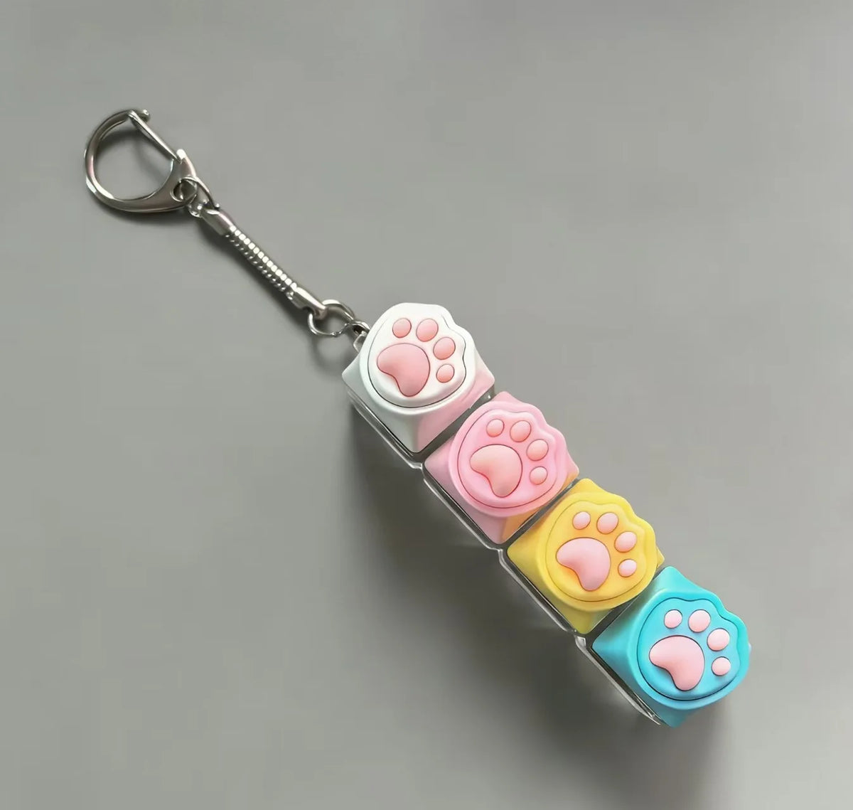 ZAKOL 1/4 Key Silicone Cat Paw Keyboard Keychain LED Light - Stress Anxiety Relief Fidget Toy Creative Backpack Charm Pendant