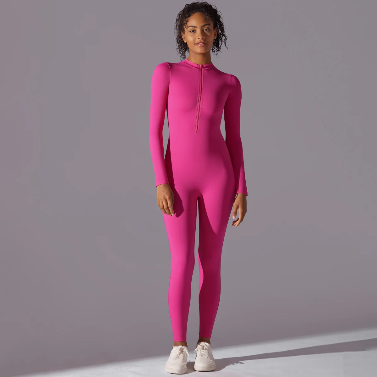 Women Zipper Yoga Jumpsuit Nude Long Sleeve High Intensity Workout One Piece Leotard Fitness Dance Gym Aerial Yoga Jumpsuit