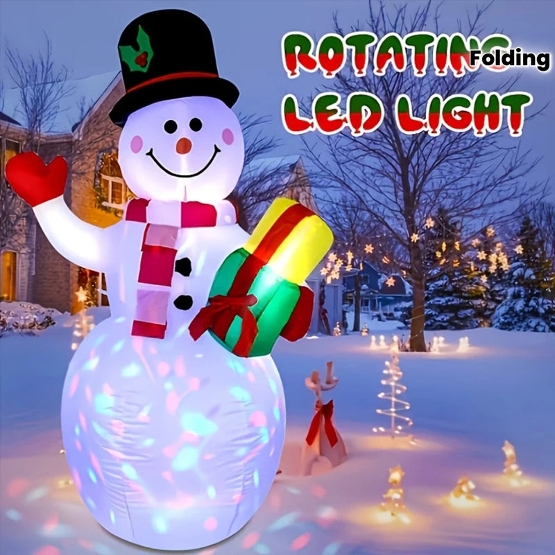 Inflatable Snowman Christmas Decor , Blow Up Snowman Holding Gift Box, Outdoor Yard Xmas Decoration, Yard, Lawn, Garden, Porch X