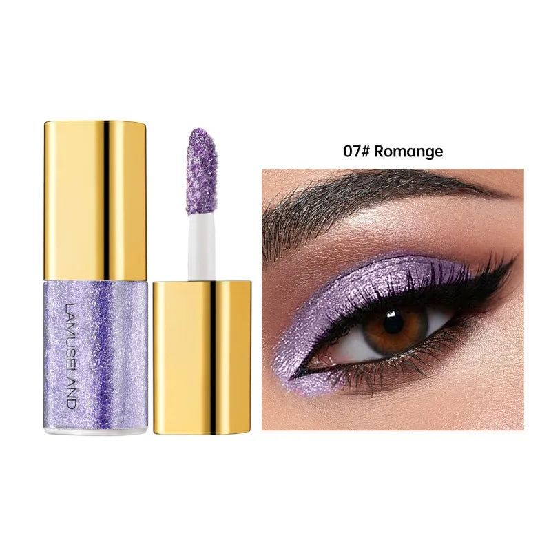 8 Colors Pearlescent Liquid Eyeshadow Fine Shimmer Highlight Glitter Eye Shadow High Shine Long-Lasting & Smudge-Proof Makeup