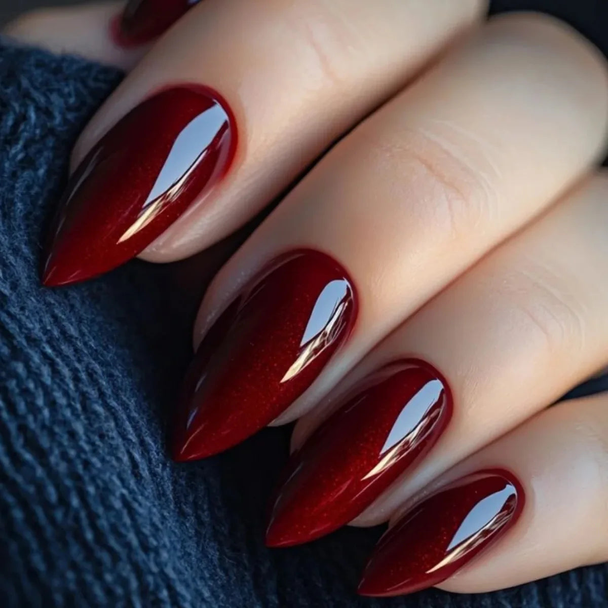 24/30pcs Medium fake nails for women girls Wine Red High Saturation almond square ballet shaped Valentine'S Day press on nails