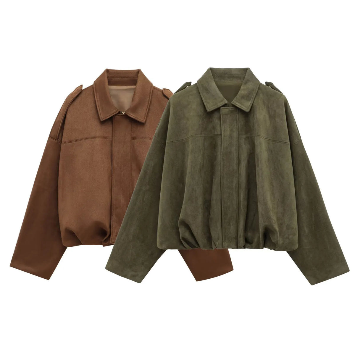 Vintage Suede Texture Bomber Jackets Women's Long Sleeve Loose Coats New Causal Autumn Winter Female Outerwear