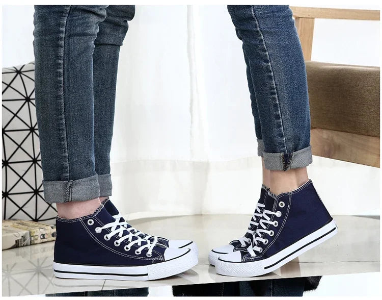 Men’s High-Top Canvas Sneakers – Lace-Up Flat Sole Shoes (A18-B6638)