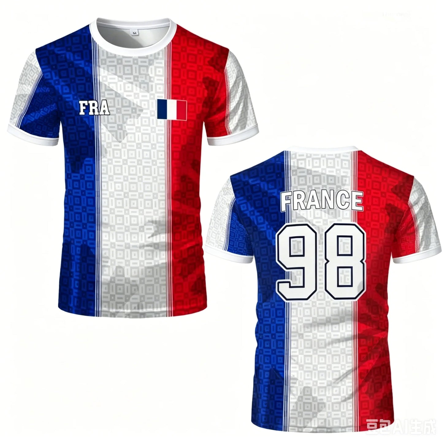 France Flag Print Soccer Jersey 3D Print Breathable Quick Dry Family Style for Kids Adults Outdoor Training Sports Fitness