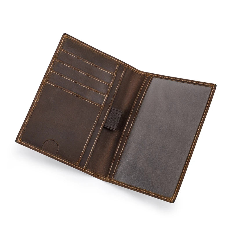 Genuine Leather Men Passport Wallets Card Holder Passport Cover Pen Slot Passport Case Name Engrave Male Travel Wallet Men‘s Bag