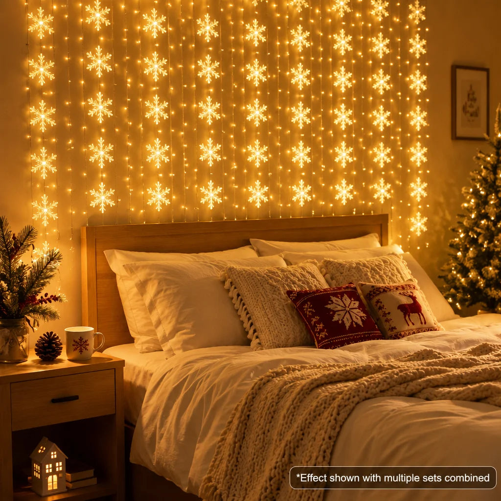 3/6M Christmas Snowflake LED Fairy String Lights,Battery Operated Holiday Decor Lights for Home,Window,Fireplace,Xmas Tree Decor
