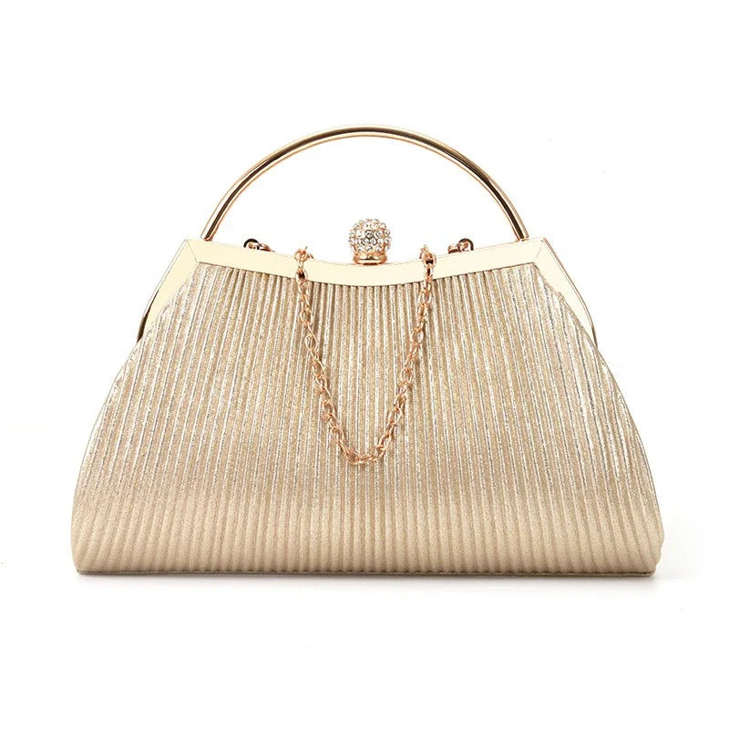 Ladies' Wedding Clutch Bag Cross-border Diamond-encrusted Dinner Bag Folded Metal Handbag Mini Bag