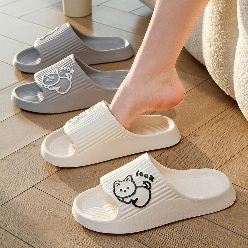 Fashion Cat Women Slippers Indoor Cute Cartoon Unisex Slides Bathroom No-Slip Light Sandals Family Soft Lovely Home Shoes