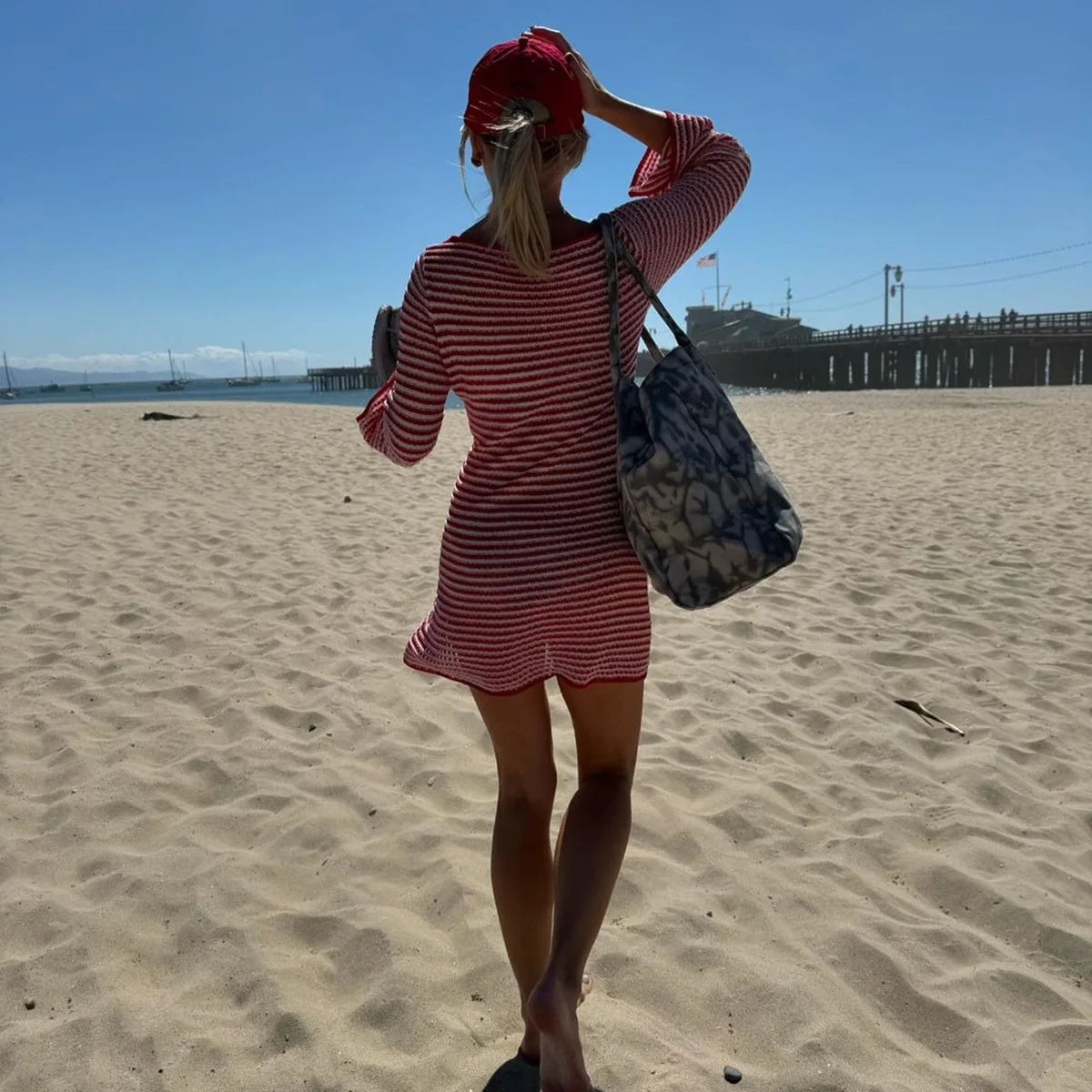 BKLD 2026 New Autumn Clothes Slim Fit Round Neck Long Sleeve Striped Dress For Women Sexy Club Outfits Red Party Dresses