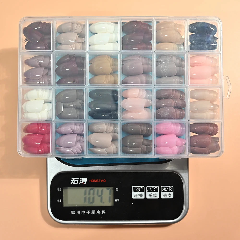 288/576Pcs Short Almond Press On Nails – Mixed Colors أظافر لاصقة قصيرة بشكل لوزي بألوان متنوعة – 288/576 قطعة