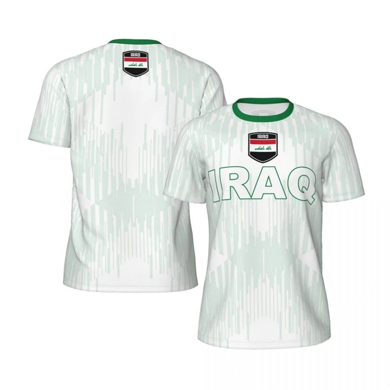Mens Iraq Flag Print Football Jersey Fashion National Emblem Sports Shirt Plus Size Breathable Casual T Shirts