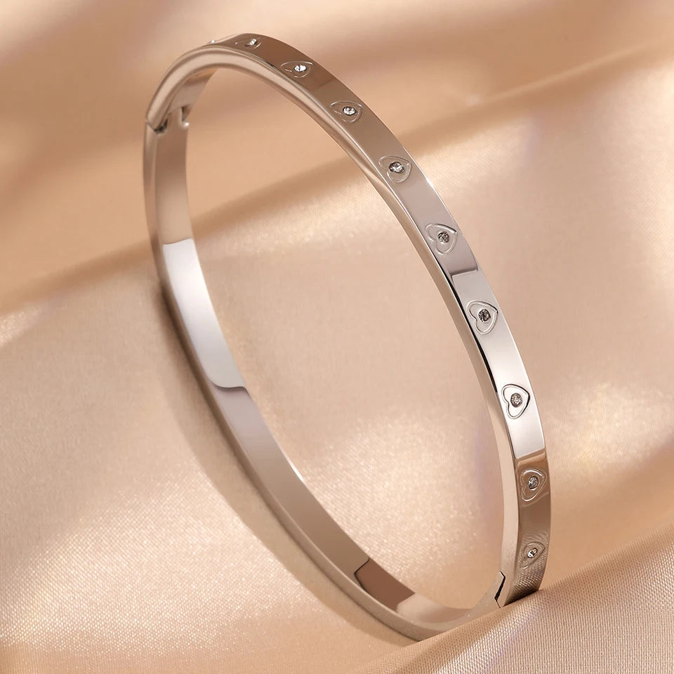 ZAKOL 5/1pcs Stainless Steel Bracelet With Shiny Zircon High-end Fashion Stacking Jewelry Birthday Party Gift for Women
