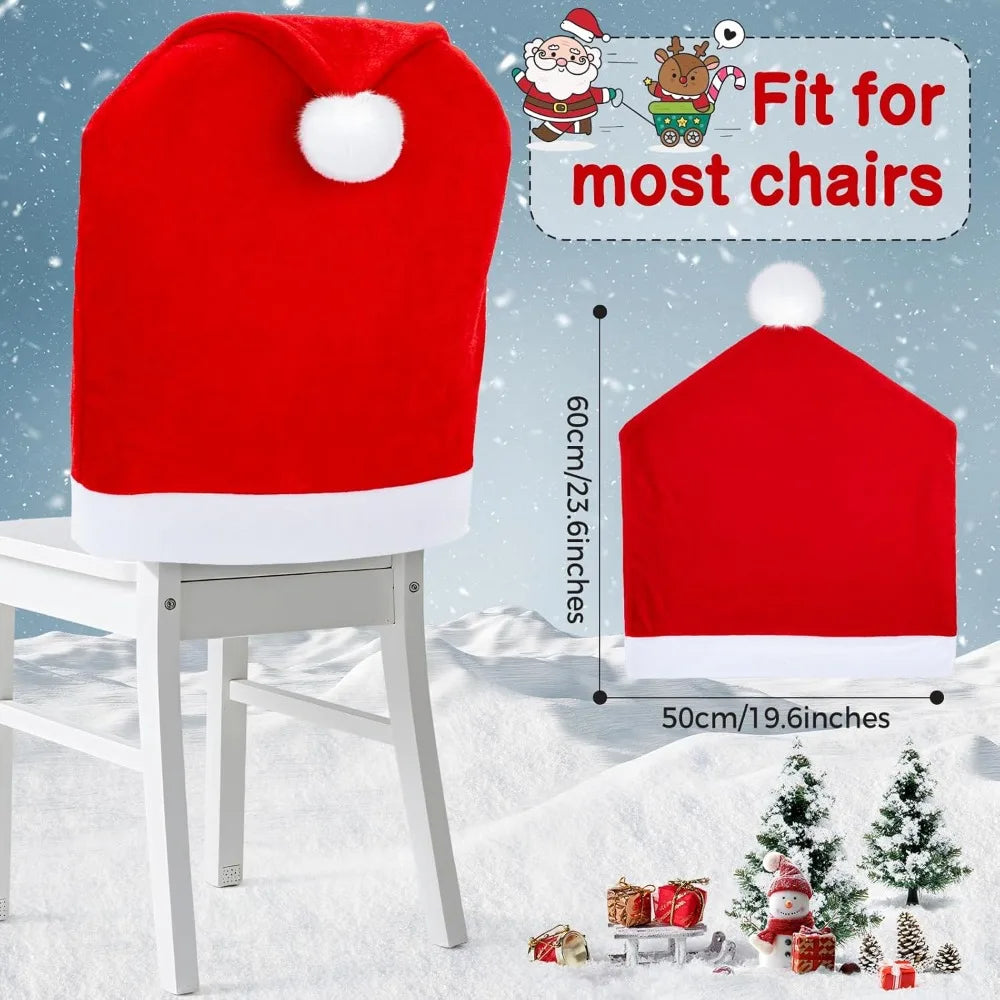 2/4 Pcs Luxury Plush Velvet Chair Covers Red Gold Non-Slip Stretch Fit Easy Clean Holiday Party Dining Room Chair Protector
