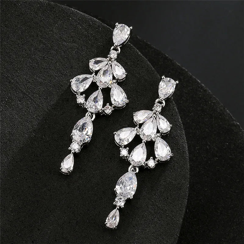 ZAKOL Korea Marquise Zircon Leaf Dangle Earrings for Women Fashion Bridal Wedding Party Jewelry Drop Shipping EP2168