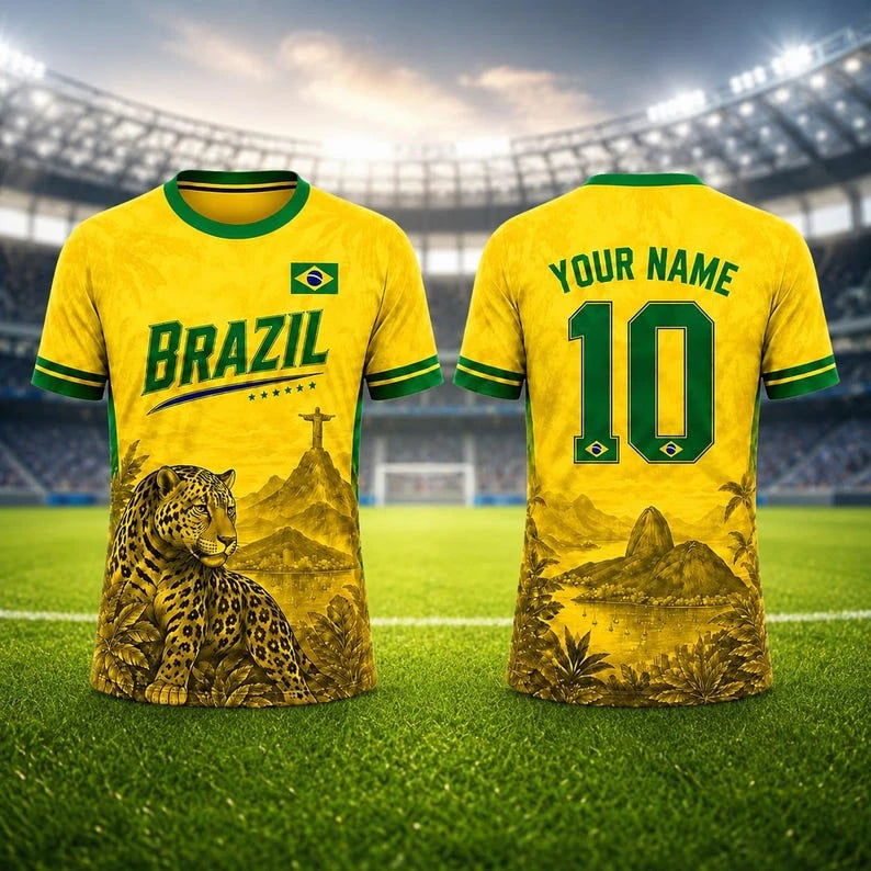 BRAZILIAN FOOTBALL FAN JERSEY 2026 NEW STYLE BREATHABLE FOOTBALL SHIRT SUITABLE FOR CHILDREN'S GIFTS HIKING AND OUTDOOR SPORTS