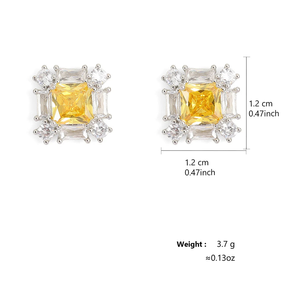 ZAKOL Simple Geometric Zircon Square Shape Stud Earrings Cute Shiny CZ Bride Bridesmaid Earring Jewelry