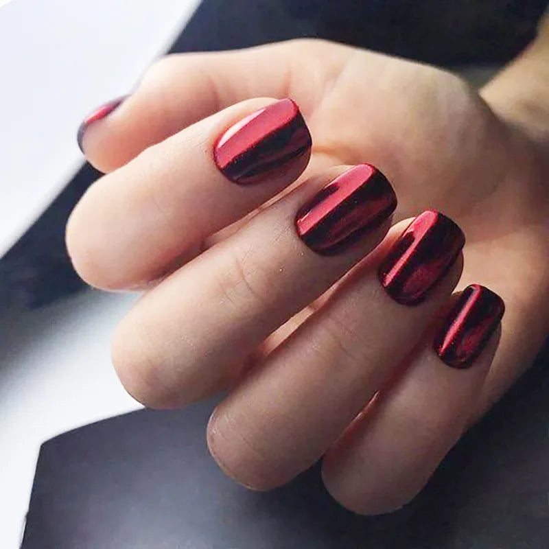 24pcs Mid-length Square Press on Nails Sets Wearable Simple Blue Purple Aurora Full Cover Nail Solid Color False Nail Fake Nails