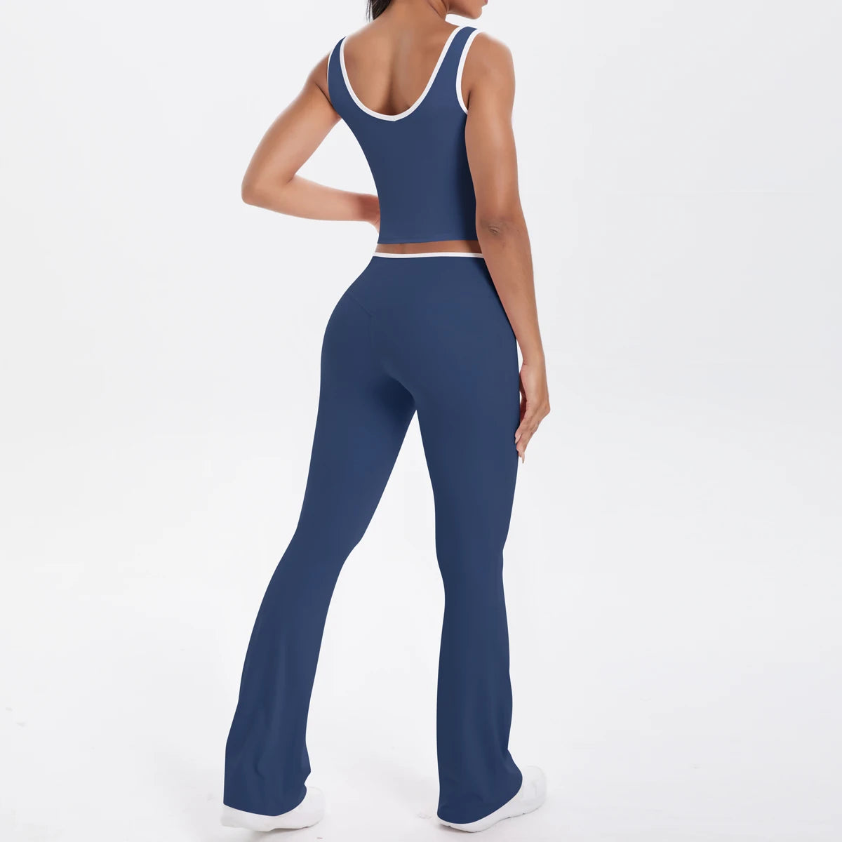 Autumn Women's Yoga Set U-neck Vest High Waist Cross Wide Leg Pants Set Tight Fitting Seamless Elastic Sportswear