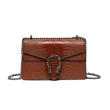 Women's Crocodile Embossed Square Shoulder Bag – Elegant & Trendy for Daily Use | حقيبة كتف نسائية بنقشة جلد التمساح – أنيقة وعصرية للاستخدام اليومي