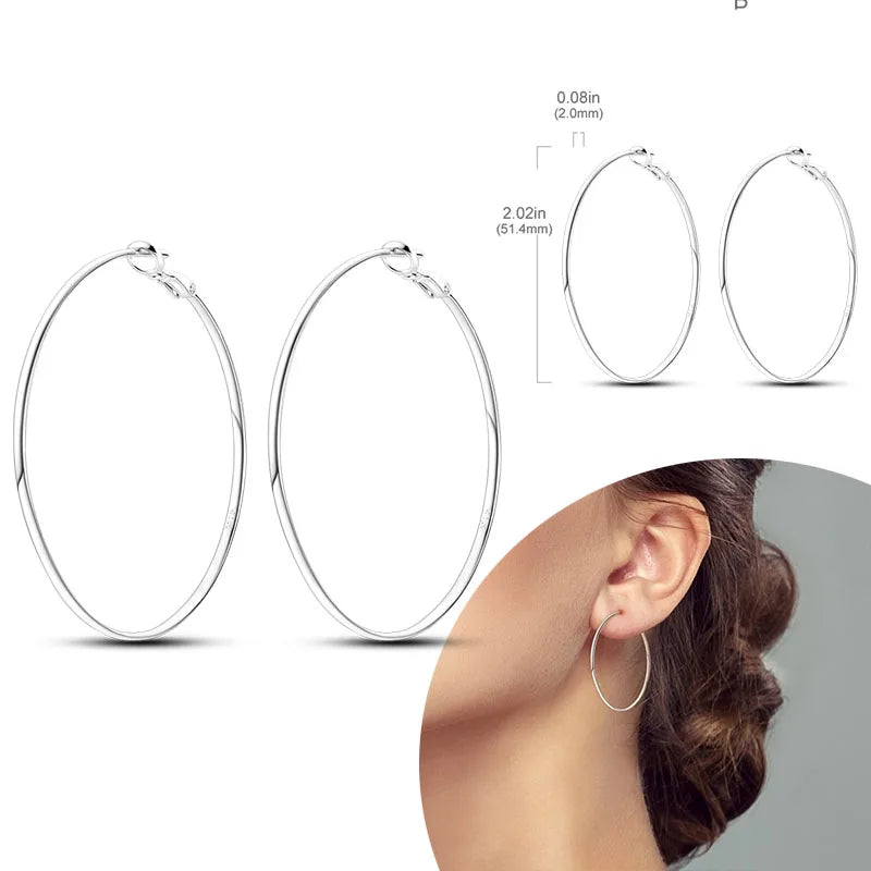 925 Sterling Silver Hoop Earrings with Zircon