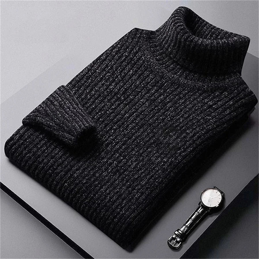 2026 New Men's Thick Warm Sweater Winter Knitted Turtleneck Pullovers Male High Neck Solid Slim Fit Soft Sweaters for Men Tops