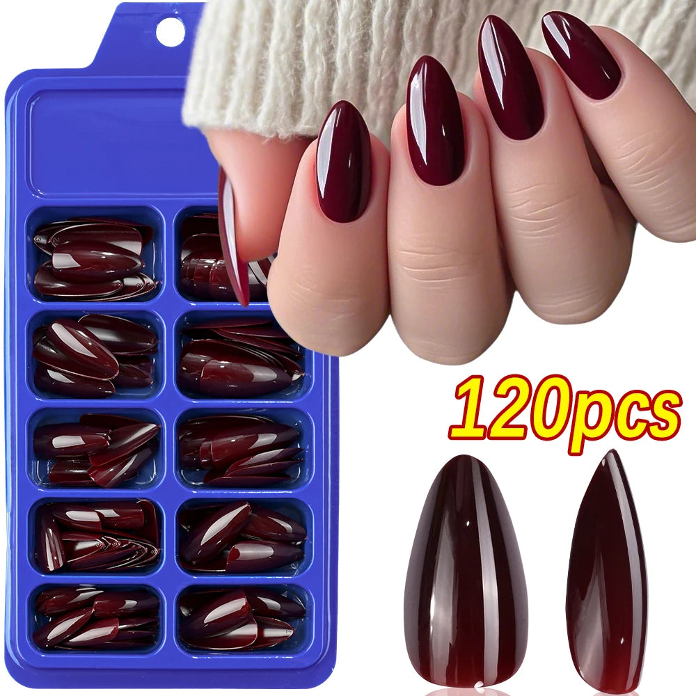 120Pcs Long Coffin False Nails Mixed Color Press On Nails Acrylic Manicure Extension Artificial Square Full Cover Fake Nail Tips