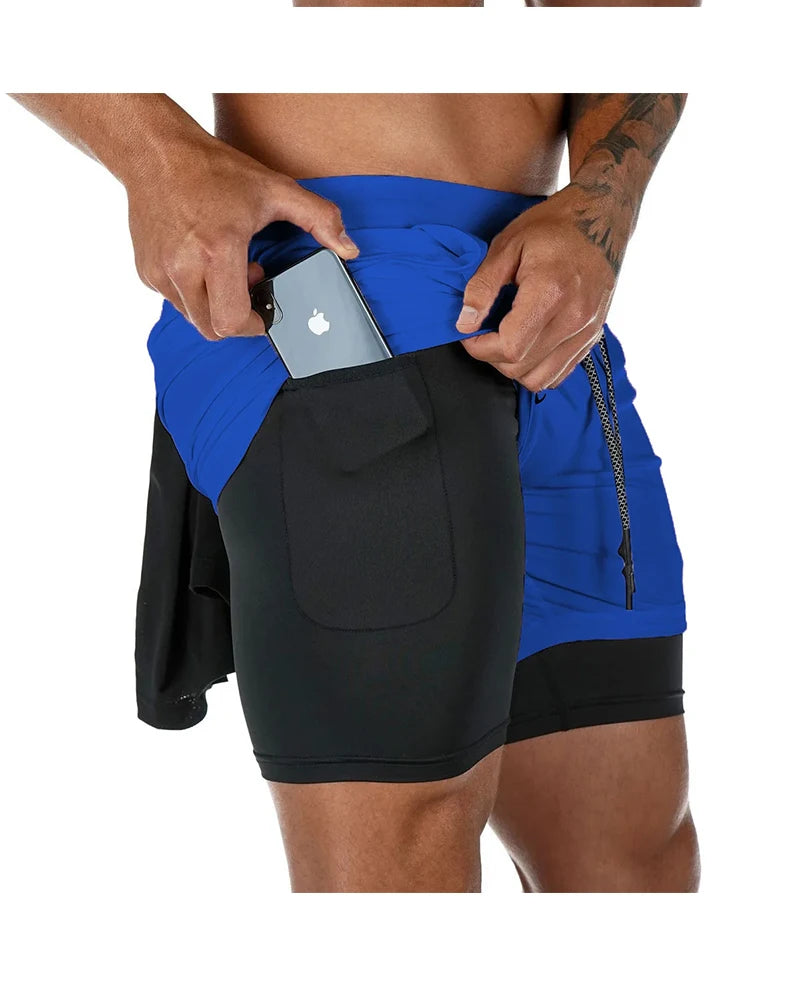 Men Running Shorts Camo Gym Sports Shorts 2 in 1 Quick Dry Workout Fitness Training Jogging Short Summer with Pocket Men Shorts