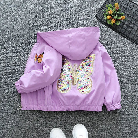 3 - 10 - Year - Old Girls' Spring - Autumn Outerwear: Jackets Featuring Adorable Butterfly Motifs