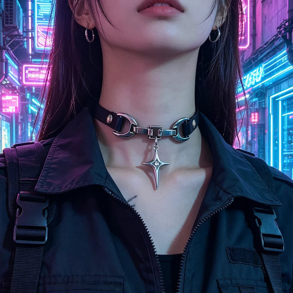 ZAKOL Y2K Trendy Charm PU Leather Sexy Choker Vintage Necklaces for Women Sweet Cool Girls Goth Choker Jewelry Accessories Gift