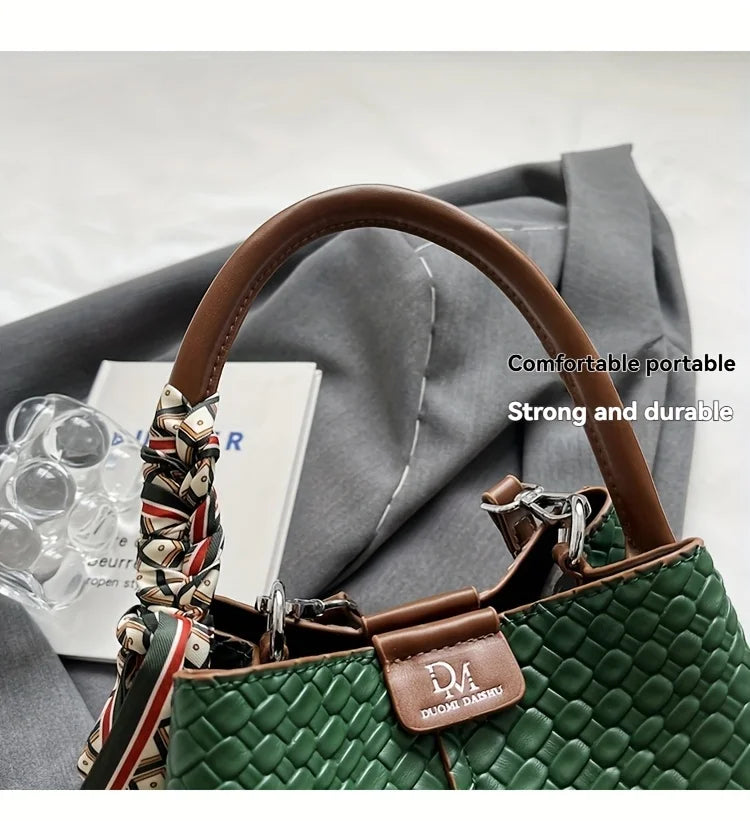 Fashionable Large Capacity Women's Crossbody Bags, Leather Retro Versatile Single Shoulder Bucket Bag, Suitable for Commuting