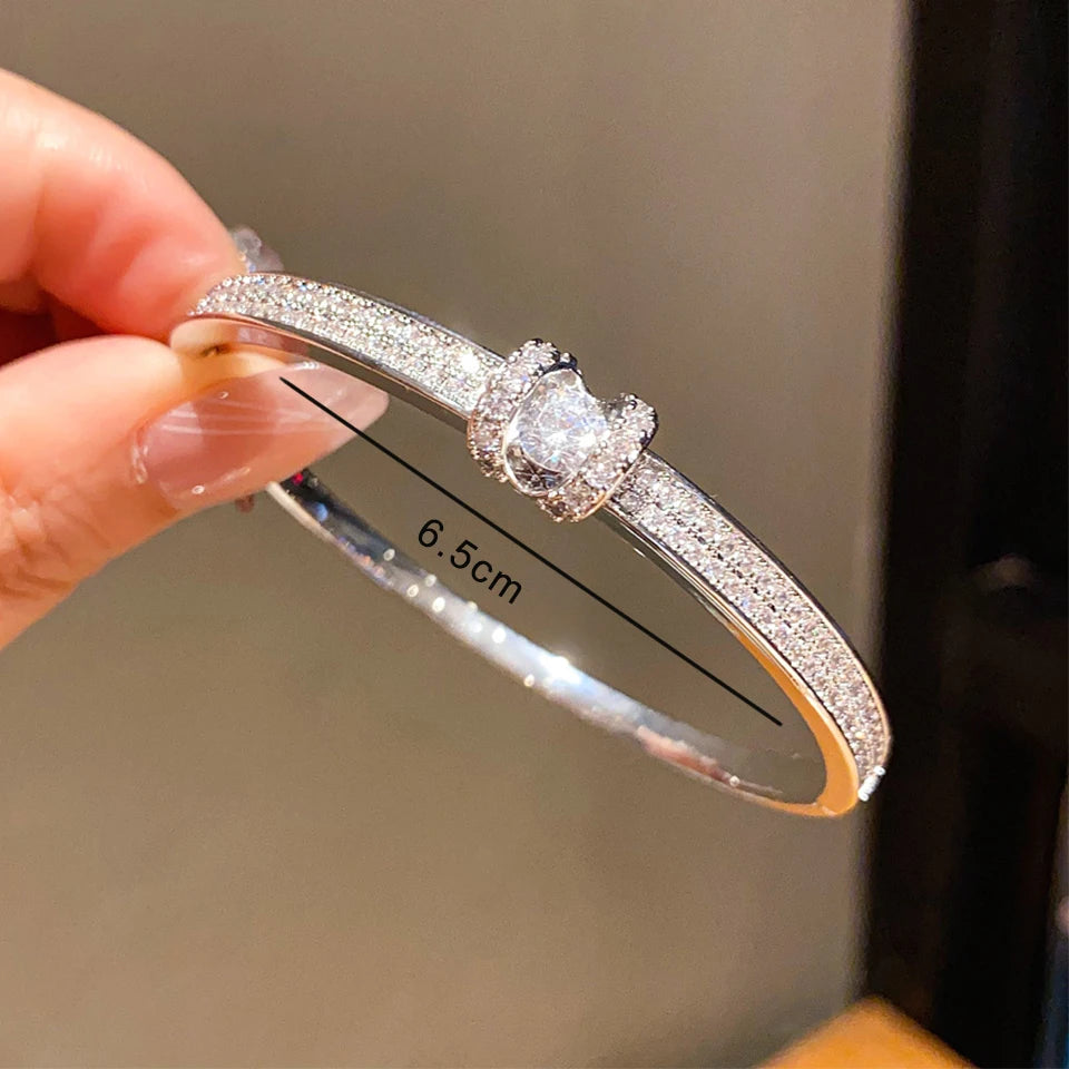 ZAKOL New 18K Gold Color Plated Shiny Cubic Zirconia Bracelets for Women Luxury Sparkling Crystal Versatile Jewelry Gift