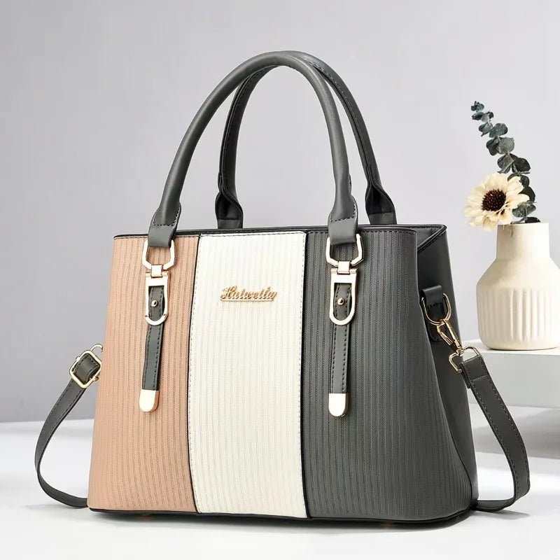 Fashion Splicing Leather Luxury Purses and Handbags Fashion Womens Crossbody Shoulder Bags for Women Trend Girl Tote Sac