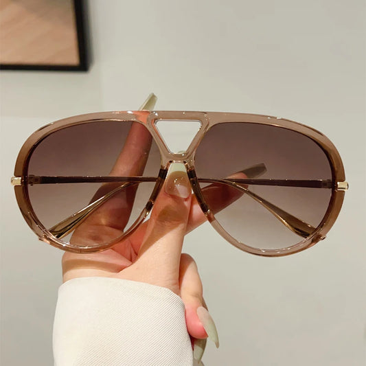 KAMMPT Oversized Pilot Sunglasses 2026 New in Vintage Double Bridge Sun Glasses Women Trendy Luxury Brand Design Outdoor Shades