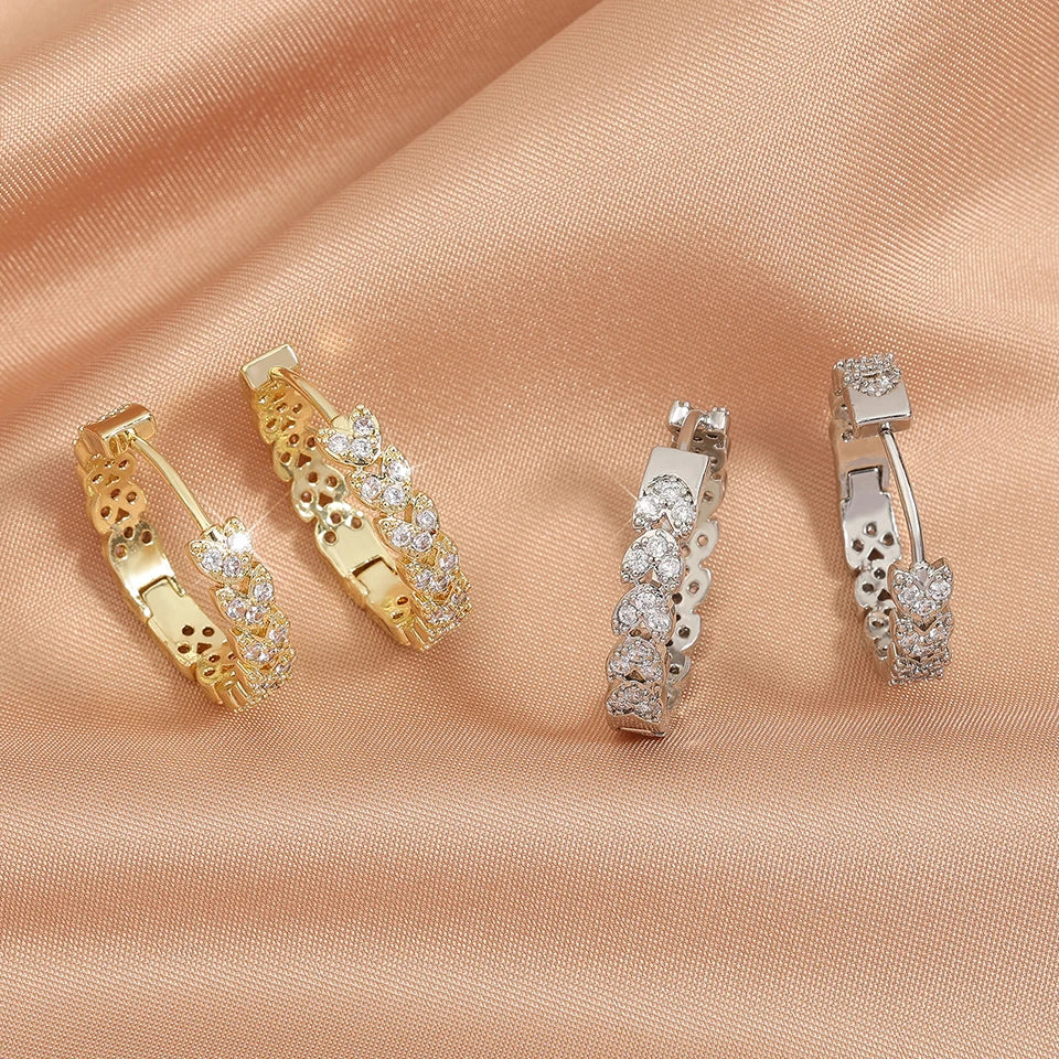 ZAKOL Elegant Micro Paved Zircon Big Hoop Earring for Women Luxury Bridal Wedding Engagement Party Jewelry