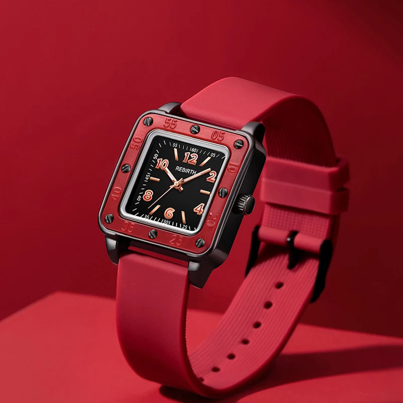 Square Silicone Band Women’s Watch – Quartz
