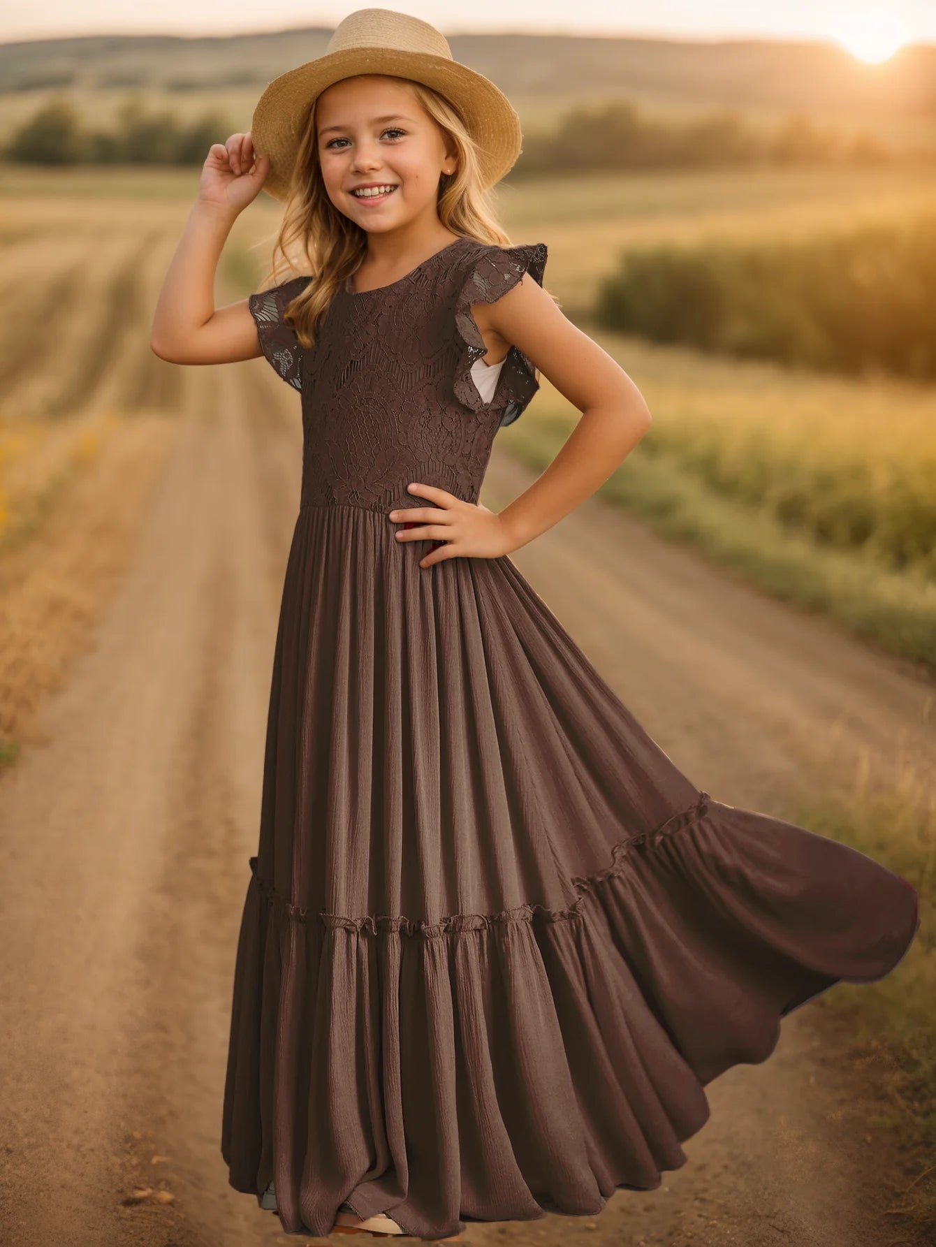 3-14 years Girls Lace Bohemia Long Dresses