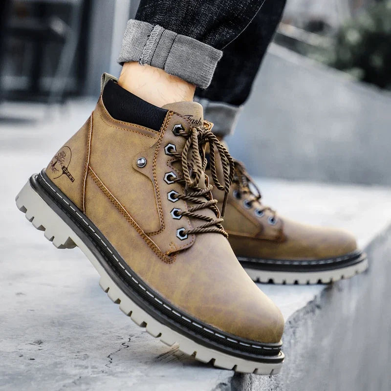 Men’s Chelsea Winter Boots – Guimin PU Ankle Boots with Plush Lining