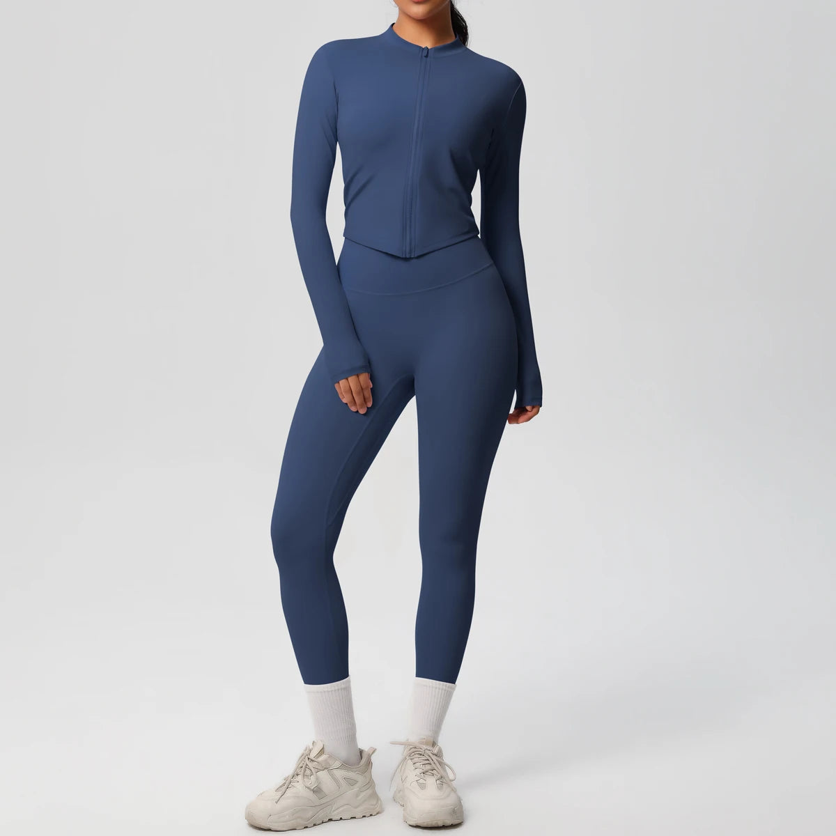 Hot Sale New Yoga Suit for Women Solid Color Yoga Zipper Long Sleeves Slim Casual Jacket Top Quick Drying Fitness Pants Gym Set