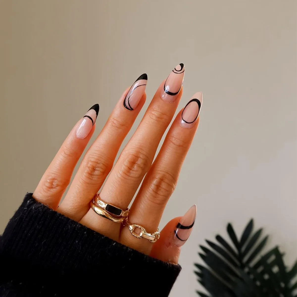 24pcs Flower Butterfly Design False Nail Aurora Cat's Eye Tips Almond Press on Nails Simple Wearable Gradient French Fake Nail