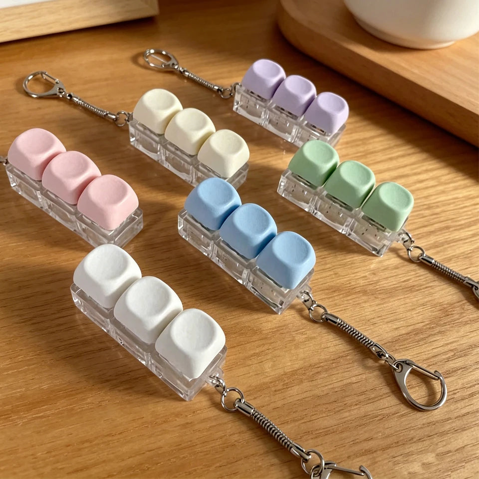 ZAKOL New Macaron Color Interactive LED Button Keycap Fidget Keychain DIY Keyboard Decompression Toy Bag Charms Keychain