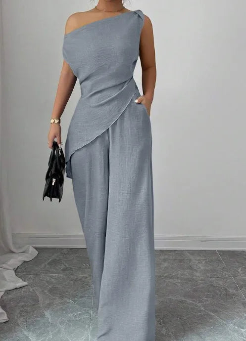 Elegant Wide Leg Pants Two-Piece Set