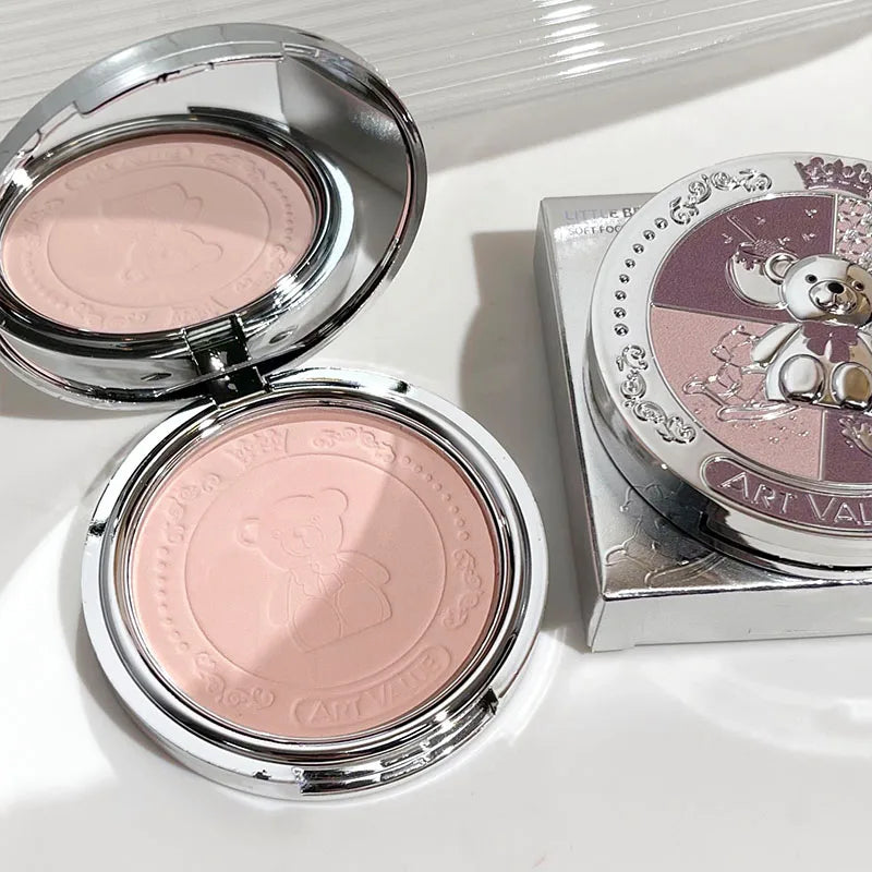 Art Value Bear Knight Soft Focus Pressed Powder Matte Natural Makeup Setting Makeup Brightening Makeup Loose Powder