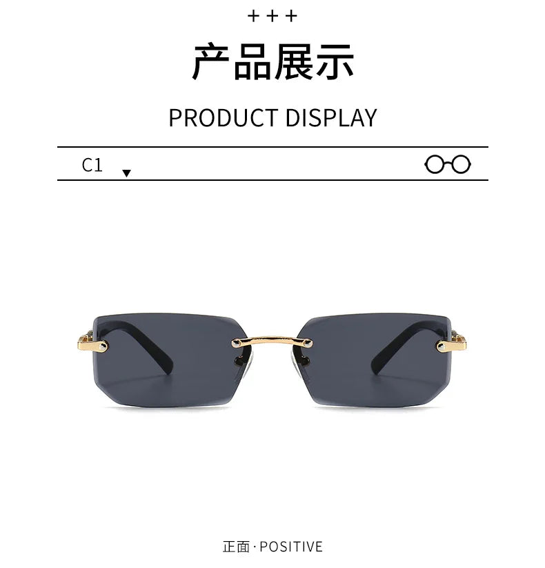 Rimless Rectangle Fashion Sunglasses نظارات شمسية مستطيلة بدون إطار