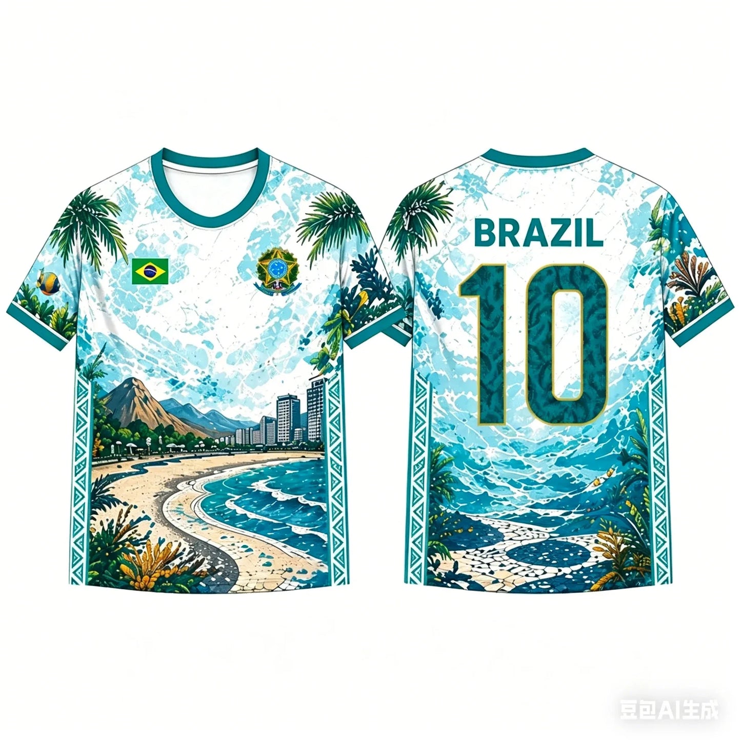Brazil Theme Soccer T Shirt 3D Printed Tropical Landscape Print Family Style for Adults Kids Breathable Quick Dry Training Tee