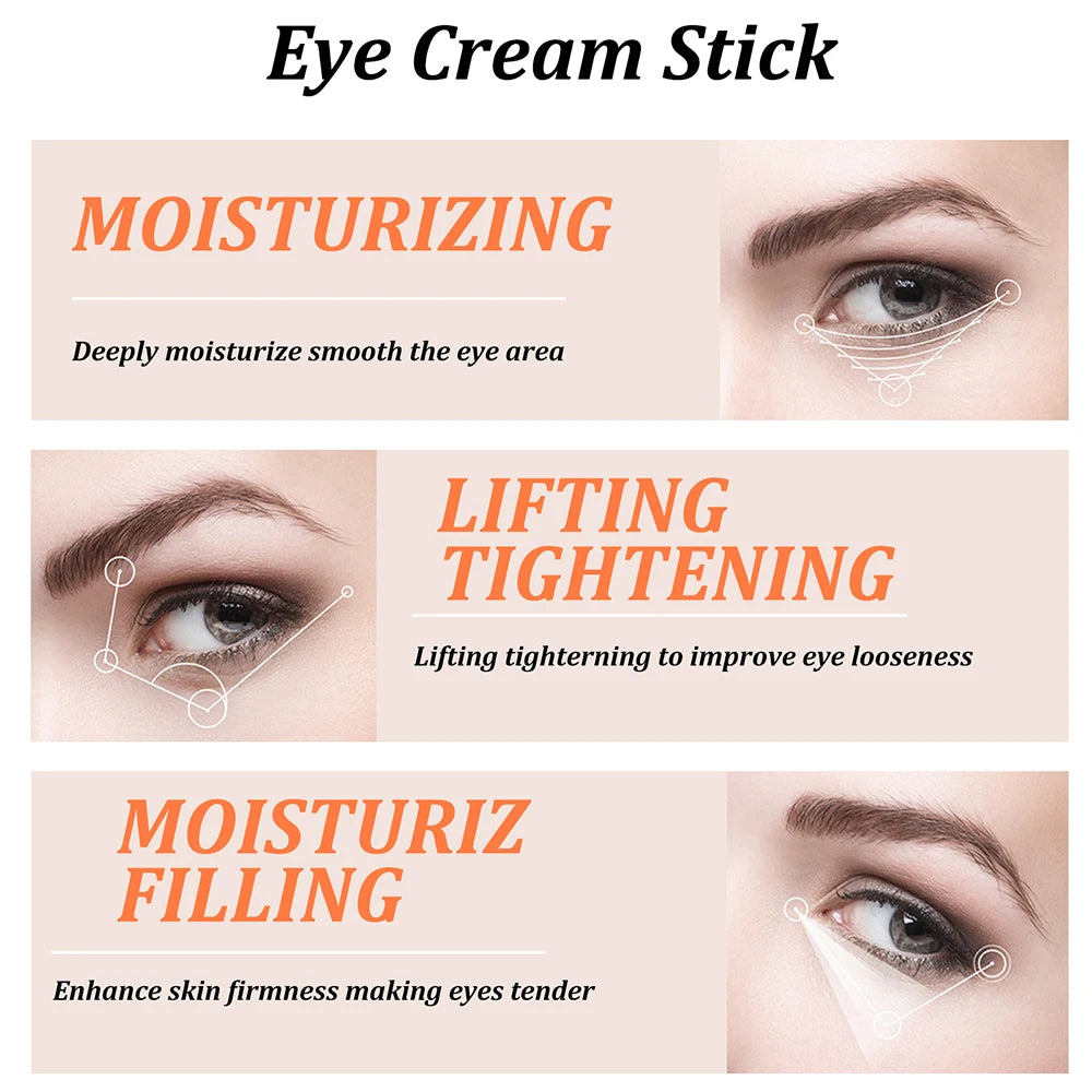 Snail Peptide Eye Cream Stick Reduce Dark Circles Eye Bags Firming Eye Brightener Anti Aging Nourishing Moisturize Eye Cream