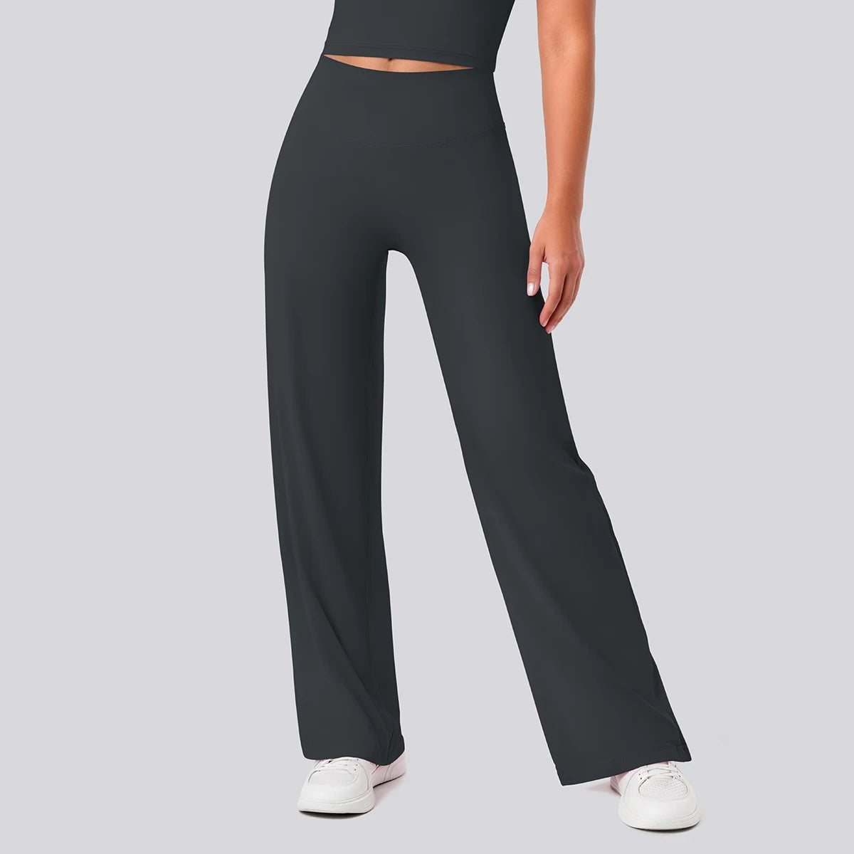 Rooftrellen Women's Sports Pants Bell-bottoms High Waisted Gym Loose Wide Leg Pants Solid Color Thin Fitness Sports Female Pants