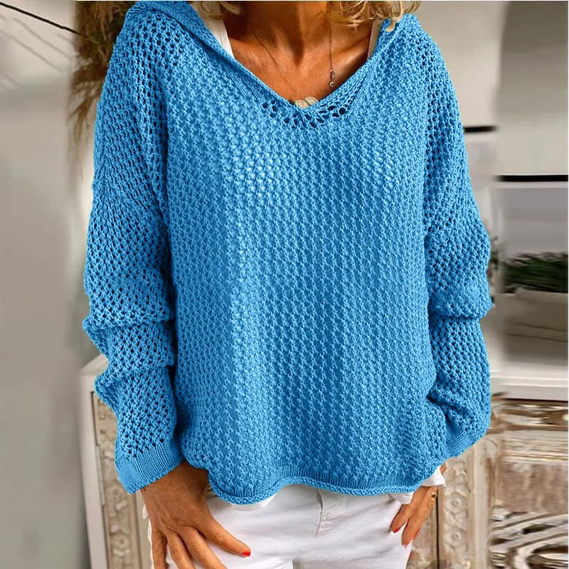 BKLD Loose T-Shirts Fashion Hooded Long Sleeve Tops Cover-Ups Clothes For Women Knitted Casual Top Tees Streetwear Solid Color