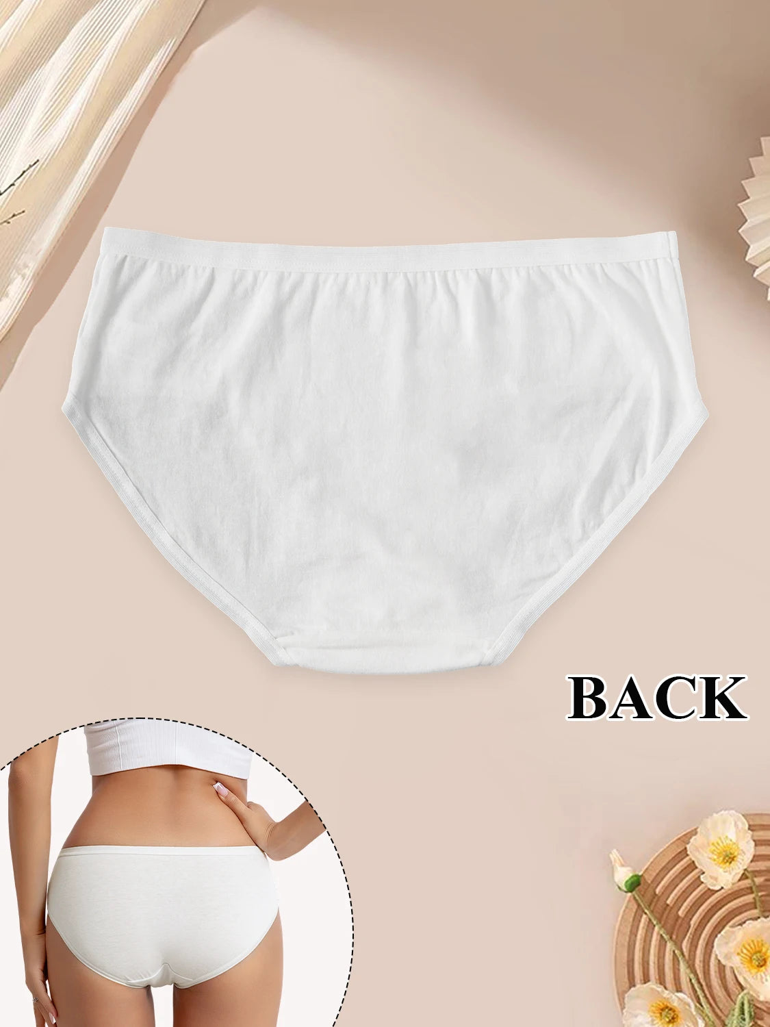3PCS White Simple Comfortable Cotton Underwear for Women Girls Cute Low-Waist Panties Breathable Skin-Friendly Briefs Lingerie