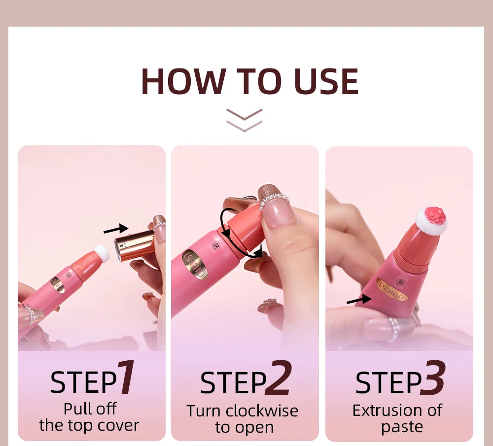QIBEST Liquid Contour With Cushion Applicator Highlight Shimmer Natural Soft Moisturizing Cream Liquid Blush For Cheek Cosmetics